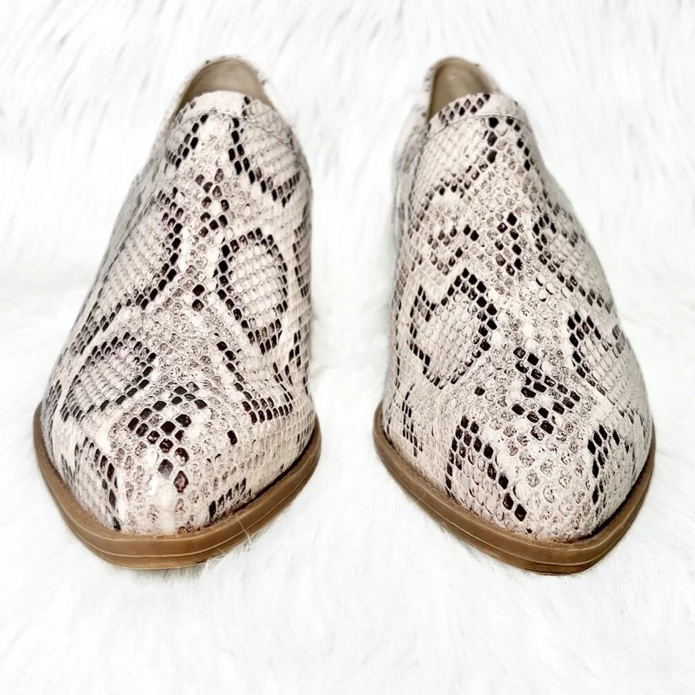Crown Vintage Snake Beige Brown Black D ‘Orsay Slip On Shootie Ankle Booties 10